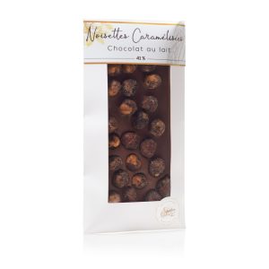 Tablette chocolat au lait% Noisettes caramélisées - 100g